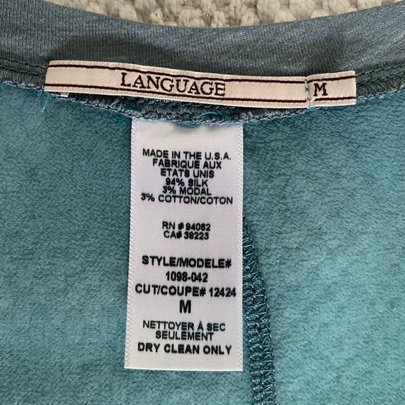 V-Neckline silk, cotton/modal trims Aqua ombré/grey! Lightweight, short sleeves - Picture 12 of 12